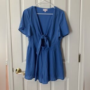 Pink Lily baby blue romper